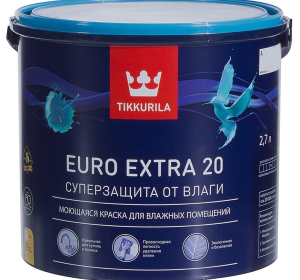 Краска Tikkurila Euro-20 база А 2.7 л